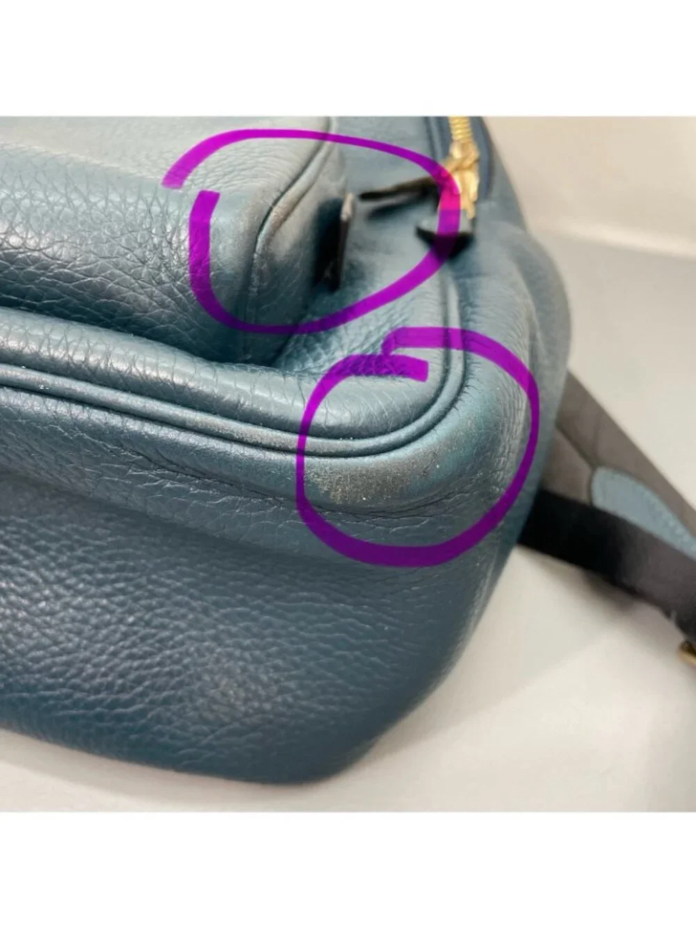 Coach Court Backpack Bag Pebbled Leather Zip 5666 Teal Green
